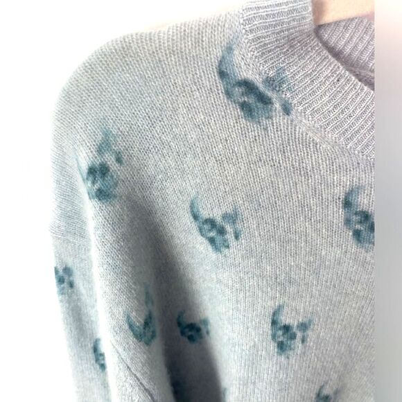 NWT 360 Cashmere Saint Skull Print Crewneck Sweater Women’s Large Whimsigoth - Picture 4 of 8